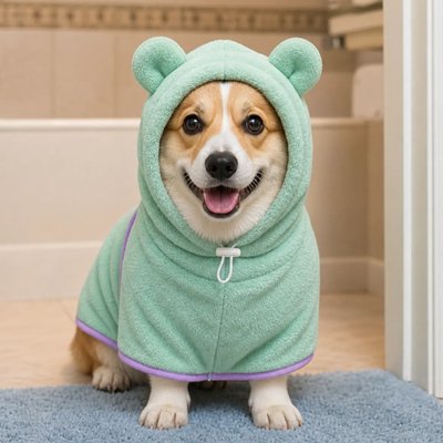 Peignoir pour chien vert