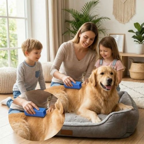 brosse a chien bleu