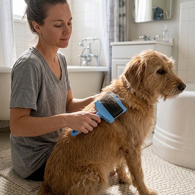 brosse pour chien a 2 inter face