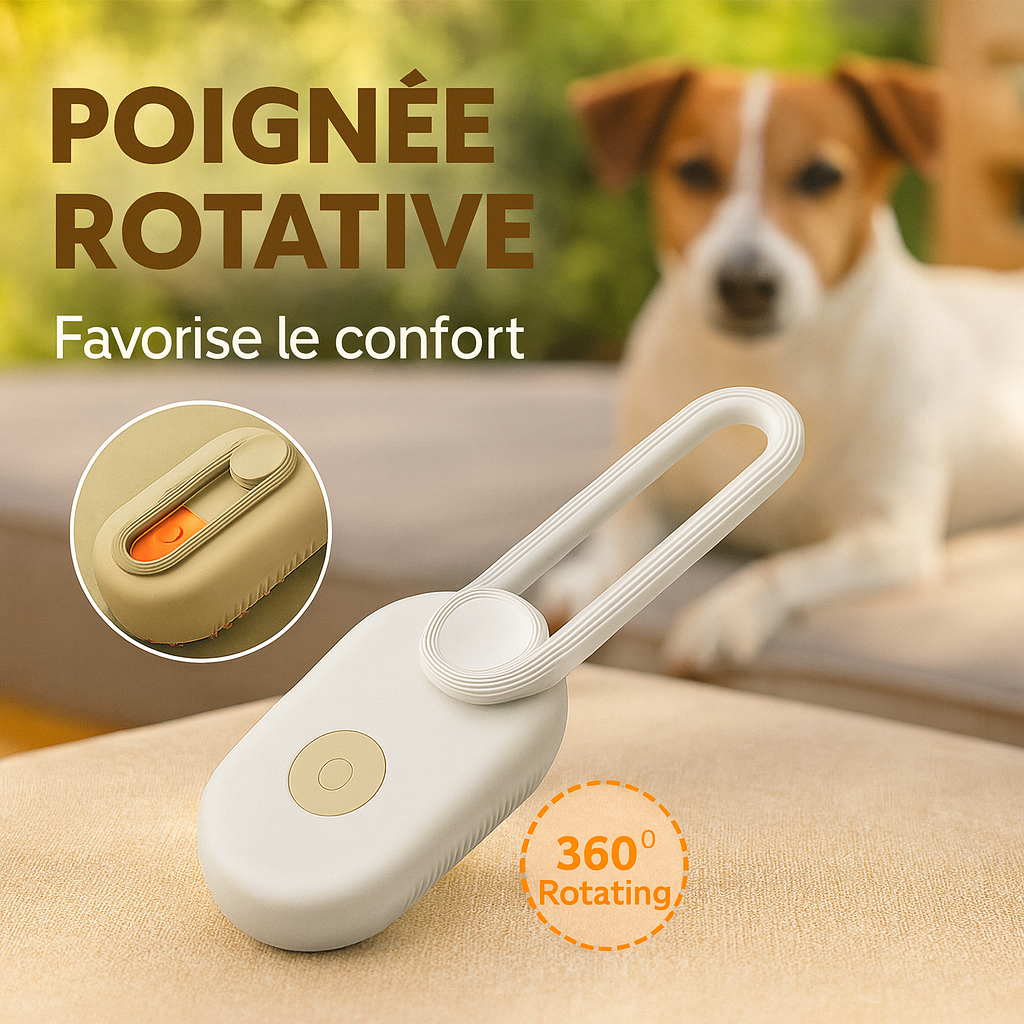 brosse pour chien avec poignee rotative