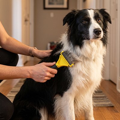 Brosse pour chien poil long avec picots en acier inoxydable