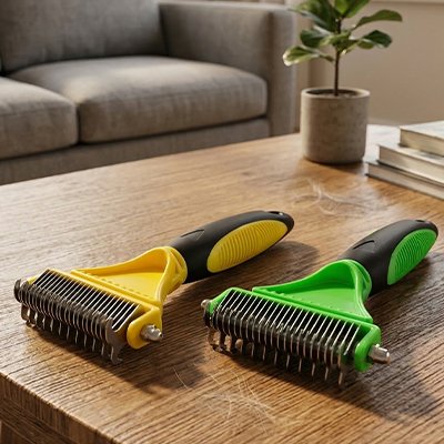Brosse pour chien poil long avec poigné anti dérapent