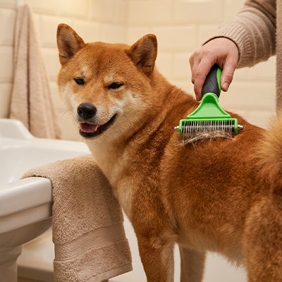 Brosse pour chien poil long couleur vert