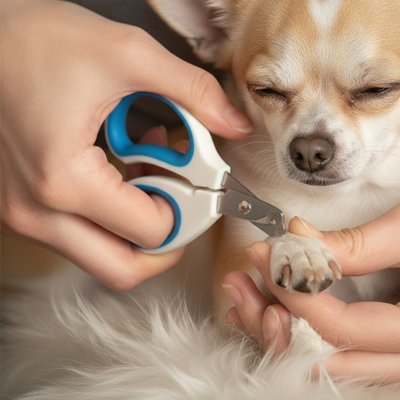 coupe ongle chien bleu et blanc