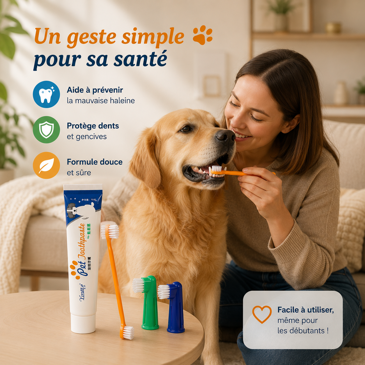 dentifrice chien avec brosse a dents de doigt