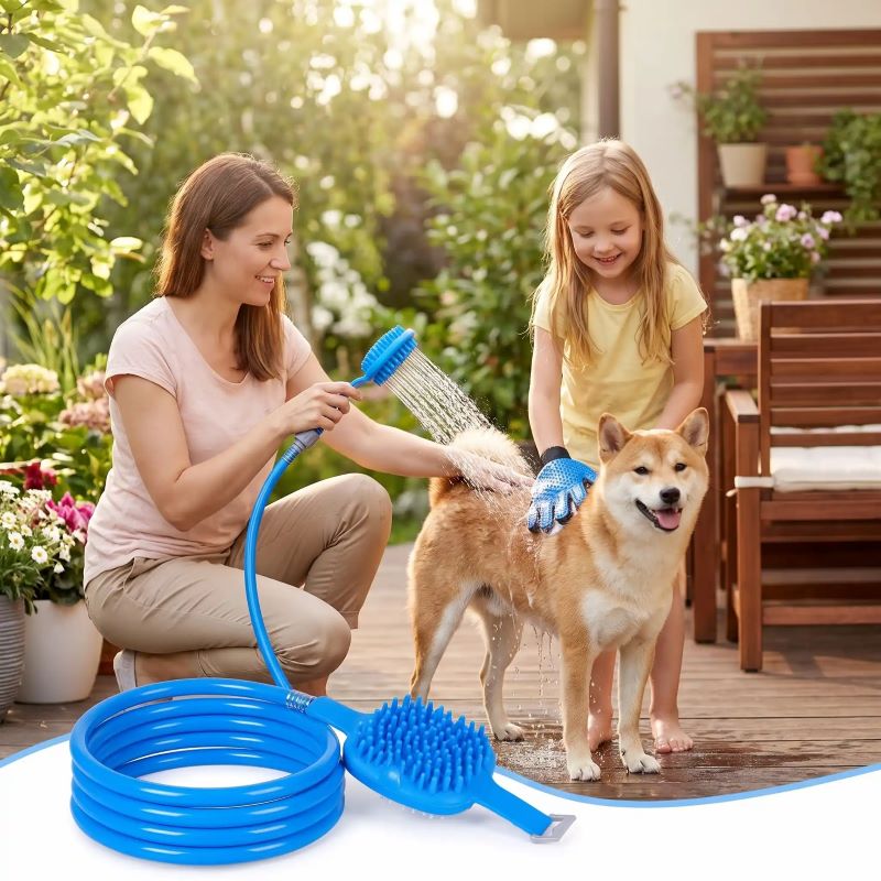 douchette pour chien avec brosse savonneuse