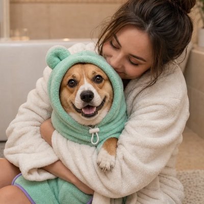 Peignoir pour chien avec capuche super mignon