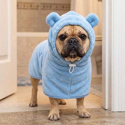 Peignoir pour chien  bleu