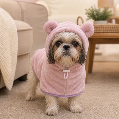 Peignoir pour chien rose