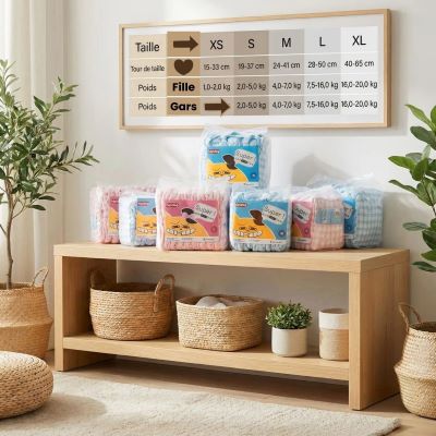 tableau de mensuration-pour couche chien jetable