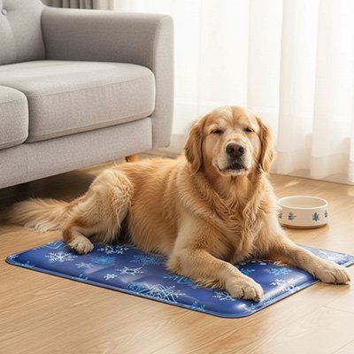 Tapis rafraîchissant Chien bleu foncer avec flocon 