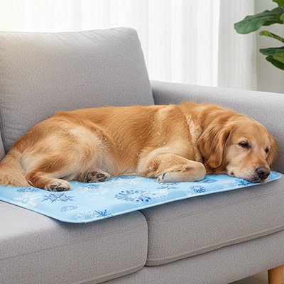 Tapis rafraichissant Chien bleu leger avec flocon 